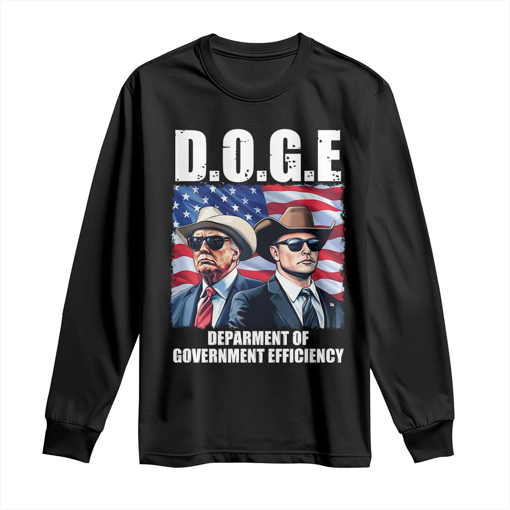 Trump Elon 2024 Long Sleeve Shirt D.O.G.E Department Of Government Efficiency TS02 Black Print Your Wear