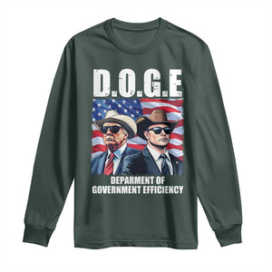 Trump Elon 2024 Long Sleeve Shirt D.O.G.E Department Of Government Efficiency TS02 Dark Forest Green Print Your Wear