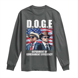 Trump Elon 2024 Long Sleeve Shirt D.O.G.E Department Of Government Efficiency TS02 Dark Heather Print Your Wear