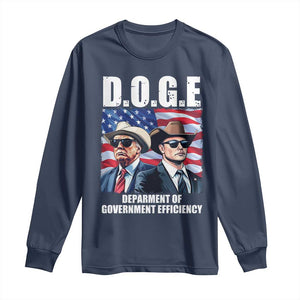 Trump Elon 2024 Long Sleeve Shirt D.O.G.E Department Of Government Efficiency TS02 Navy Print Your Wear