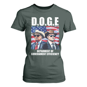 Trump Elon 2024 T Shirt For Women D.O.G.E Department Of Government Efficiency TS02 Dark Forest Green Print Your Wear