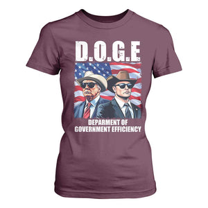 Trump Elon 2024 T Shirt For Women D.O.G.E Department Of Government Efficiency TS02 Maroon Print Your Wear