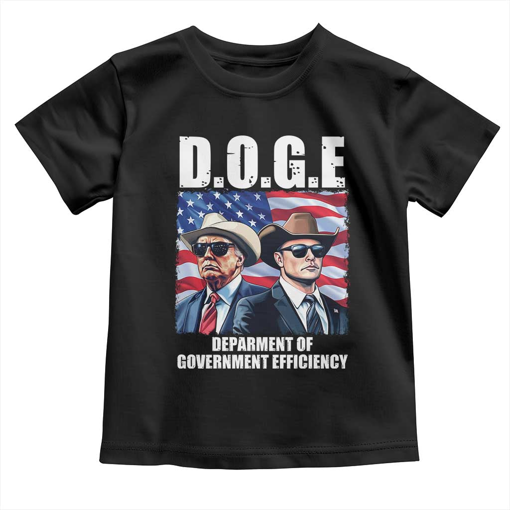 Trump Elon 2024 Toddler T Shirt D.O.G.E Department Of Government Efficiency TS02 Black Print Your Wear