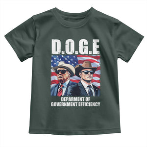 Trump Elon 2024 Toddler T Shirt D.O.G.E Department Of Government Efficiency TS02 Dark Forest Green Print Your Wear