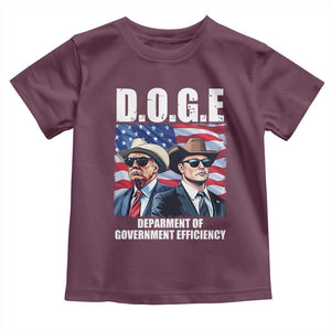 Trump Elon 2024 Toddler T Shirt D.O.G.E Department Of Government Efficiency TS02 Maroon Print Your Wear