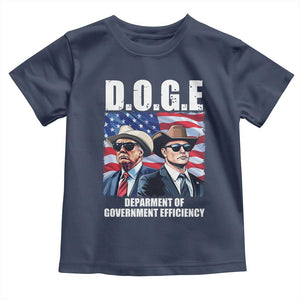 Trump Elon 2024 Toddler T Shirt D.O.G.E Department Of Government Efficiency TS02 Navy Print Your Wear