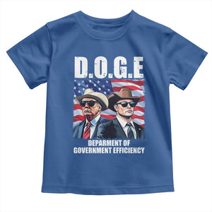 Trump Elon 2024 Toddler T Shirt D.O.G.E Department Of Government Efficiency TS02 Royal Blue Print Your Wear