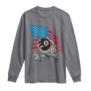 Mechanic Engineer Long Sleeve Shirt Mechanic Auto Car Repair American Flag Vintage Graphic TS02 Charcoal Print Your Wear