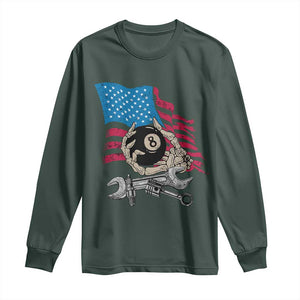 Mechanic Engineer Long Sleeve Shirt Mechanic Auto Car Repair American Flag Vintage Graphic TS02 Dark Forest Green Print Your Wear