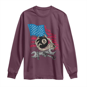 Mechanic Engineer Long Sleeve Shirt Mechanic Auto Car Repair American Flag Vintage Graphic TS02 Maroon Print Your Wear