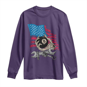 Mechanic Engineer Long Sleeve Shirt Mechanic Auto Car Repair American Flag Vintage Graphic TS02 Purple Print Your Wear