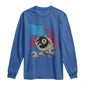 Mechanic Engineer Long Sleeve Shirt Mechanic Auto Car Repair American Flag Vintage Graphic TS02 Royal Blue Print Your Wear