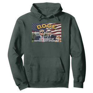 Trump Elon 2024 Hoodie D.O.G.E DOGE Department Of Government Efficiency TS02 Dark Forest Green Print Your Wear