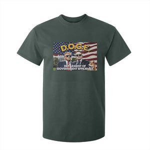 Trump Elon 2024 T Shirt For Kid D.O.G.E DOGE Department Of Government Efficiency TS02 Dark Forest Green Print Your Wear