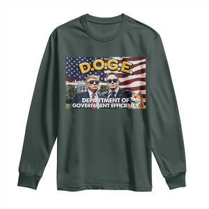 Trump Elon 2024 Long Sleeve Shirt D.O.G.E DOGE Department Of Government Efficiency TS02 Dark Forest Green Print Your Wear