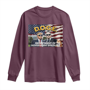 Trump Elon 2024 Long Sleeve Shirt D.O.G.E DOGE Department Of Government Efficiency TS02 Maroon Print Your Wear