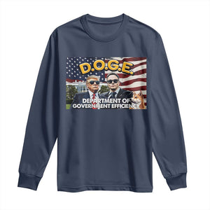 Trump Elon 2024 Long Sleeve Shirt D.O.G.E DOGE Department Of Government Efficiency TS02 Navy Print Your Wear