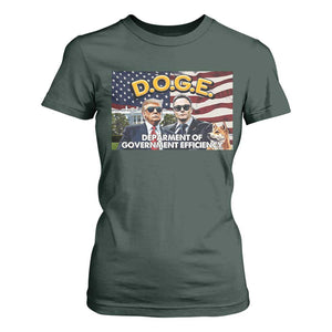 Trump Elon 2024 T Shirt For Women D.O.G.E DOGE Department Of Government Efficiency TS02 Dark Forest Green Print Your Wear