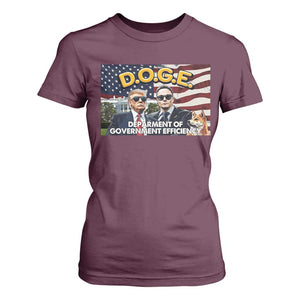 Trump Elon 2024 T Shirt For Women D.O.G.E DOGE Department Of Government Efficiency TS02 Maroon Print Your Wear