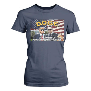 Trump Elon 2024 T Shirt For Women D.O.G.E DOGE Department Of Government Efficiency TS02 Navy Print Your Wear