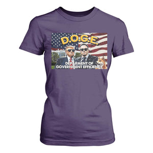 Trump Elon 2024 T Shirt For Women D.O.G.E DOGE Department Of Government Efficiency TS02 Purple Print Your Wear