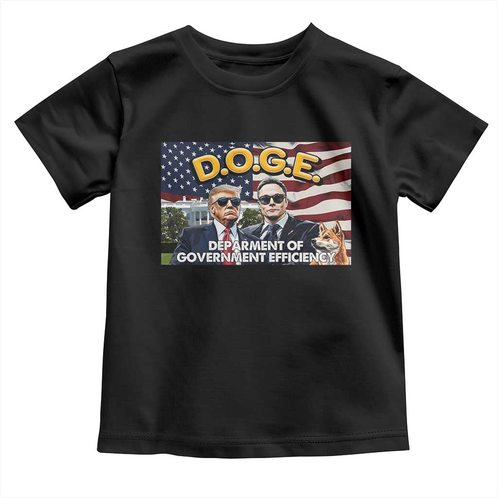 Trump Elon 2024 Toddler T Shirt D.O.G.E DOGE Department Of Government Efficiency TS02 Black Print Your Wear