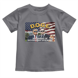 Trump Elon 2024 Toddler T Shirt D.O.G.E DOGE Department Of Government Efficiency TS02 Charcoal Print Your Wear