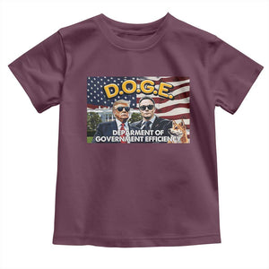 Trump Elon 2024 Toddler T Shirt D.O.G.E DOGE Department Of Government Efficiency TS02 Maroon Print Your Wear