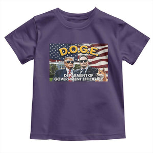 Trump Elon 2024 Toddler T Shirt D.O.G.E DOGE Department Of Government Efficiency TS02 Purple Print Your Wear