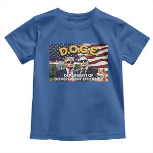 Trump Elon 2024 Toddler T Shirt D.O.G.E DOGE Department Of Government Efficiency TS02 Royal Blue Print Your Wear