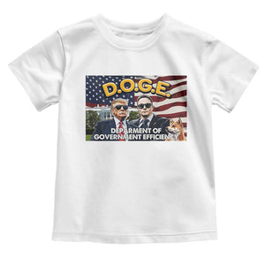 Trump Elon 2024 Toddler T Shirt D.O.G.E DOGE Department Of Government Efficiency TS02 White Print Your Wear