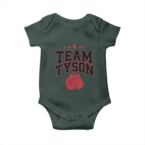 Team Tyson Baby Onesie Family Personalized Name Retro Red TS02 Dark Forest Green Print Your Wear