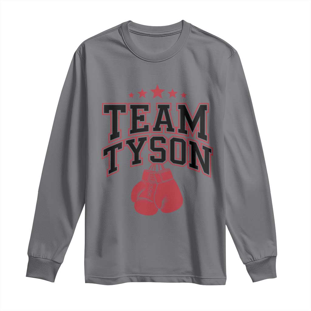Team Tyson Family Name Retro Red Typography Long Sleeve Shirt TS02 Charcoal Print Your Wear