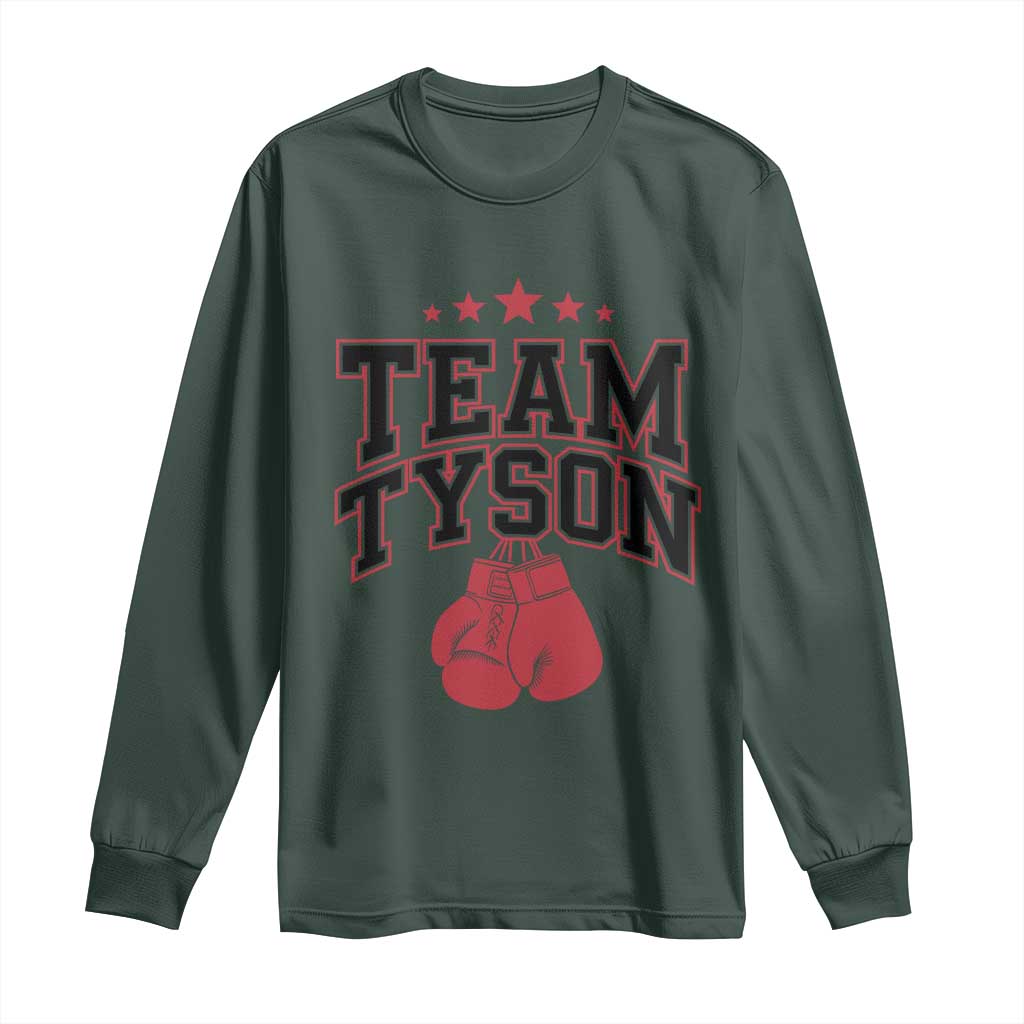 Team Tyson Family Name Retro Red Typography Long Sleeve Shirt TS02 Dark Forest Green Print Your Wear