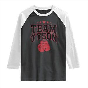 Team Tyson Family Name Retro Red Typography Raglan ShirtTS02 Black White Print Your Wear