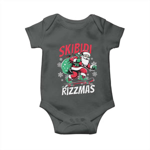 Funny Santa Rizz Christmas Baby Onesie Retro Skibidi Rizzmas Claus Skating Board Xmas TS02 Dark Heather Print Your Wear