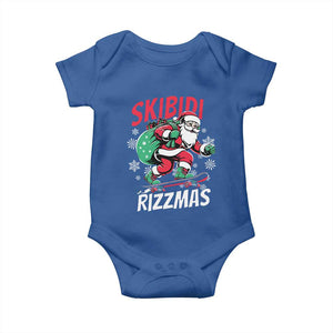 Funny Santa Rizz Christmas Baby Onesie Retro Skibidi Rizzmas Claus Skating Board Xmas TS02 Royal Blue Print Your Wear