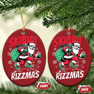 Funny Santa Rizz Xmas Christmas Ornament Retro Skibidi Rizzmas Claus Skating Board Xmas TS02 Oval Red Print Your Wear