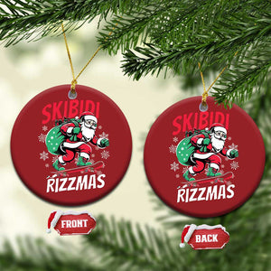 Funny Santa Rizz Xmas Christmas Ornament Retro Skibidi Rizzmas Claus Skating Board Xmas TS02 Circle Red Print Your Wear