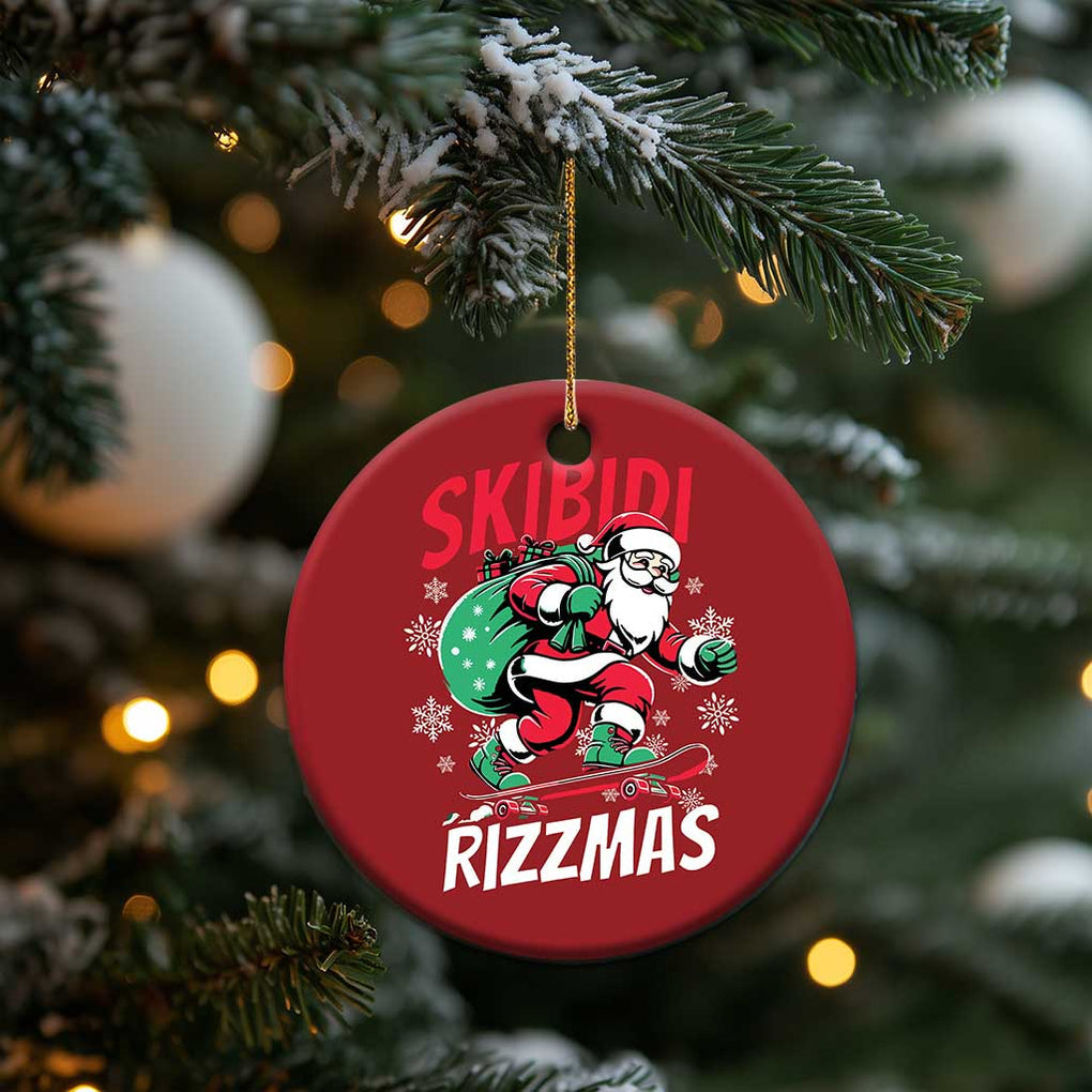 Funny Santa Rizz Xmas Christmas Ornament Retro Skibidi Rizzmas Claus Skating Board Xmas TS02 Print Your Wear