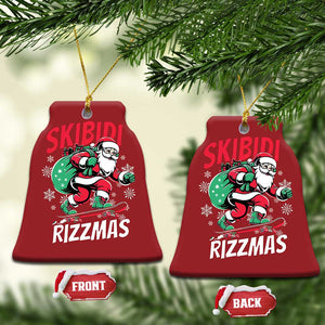 Funny Santa Rizz Xmas Christmas Ornament Retro Skibidi Rizzmas Claus Skating Board Xmas TS02 Bell Flake Red Print Your Wear