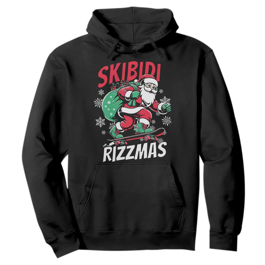 Funny Santa Rizz Christmas Hoodie Retro Skibidi Rizzmas Claus Skating Board Xmas TS02 Black Print Your Wear