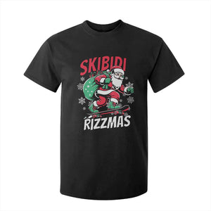 Funny Santa Rizz Christmas T Shirt For Kid Retro Skibidi Rizzmas Claus Skating Board Xmas TS02 Black Print Your Wear