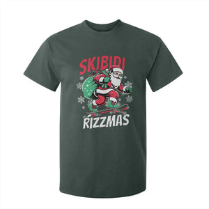 Funny Santa Rizz Christmas T Shirt For Kid Retro Skibidi Rizzmas Claus Skating Board Xmas TS02 Dark Forest Green Print Your Wear