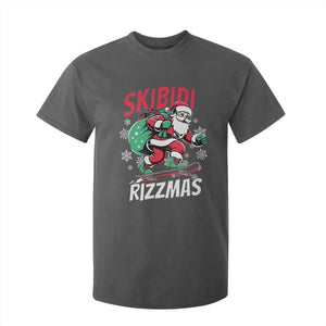 Funny Santa Rizz Christmas T Shirt For Kid Retro Skibidi Rizzmas Claus Skating Board Xmas TS02 Dark Heather Print Your Wear