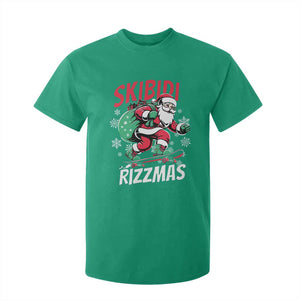 Funny Santa Rizz Christmas T Shirt For Kid Retro Skibidi Rizzmas Claus Skating Board Xmas TS02 Irish Green Print Your Wear