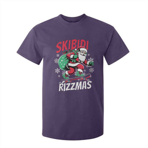 Funny Santa Rizz Christmas T Shirt For Kid Retro Skibidi Rizzmas Claus Skating Board Xmas TS02 Purple Print Your Wear