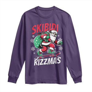 Funny Santa Rizz Christmas Long Sleeve Shirt Retro Skibidi Rizzmas Claus Skating Board Xmas TS02 Purple Print Your Wear