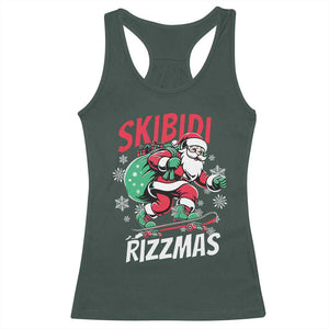 Funny Santa Rizz Christmas Racerback Tank Top Retro Skibidi Rizzmas Claus Skating Board Xmas TS02 Dark Forest Green Print Your Wear