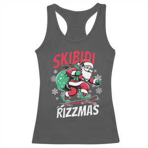 Funny Santa Rizz Christmas Racerback Tank Top Retro Skibidi Rizzmas Claus Skating Board Xmas TS02 Dark Heather Print Your Wear